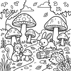 Naklejka premium Two cartoon children holding umbrellas in rain.