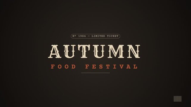 Vintage retro typography animation for Autumn Food Festival title card