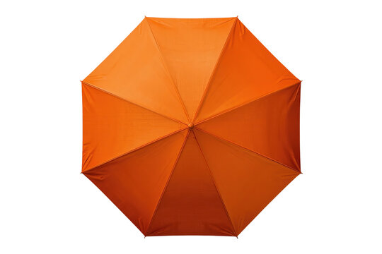 Open orange umbrella viewed from above
