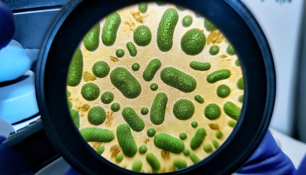 germs or bacteria under a microscope