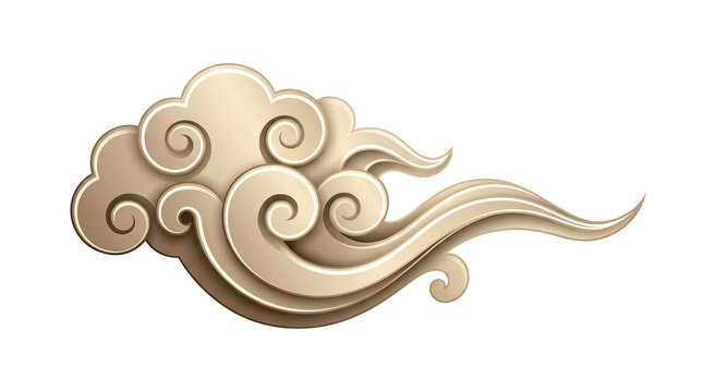 Traditional chinese cloud pattern, stylized oriental cloud motif, decorative element for asian design, vintage beige vector illustration
