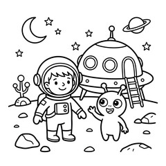Cartoon children holding a giant pencil and stars.