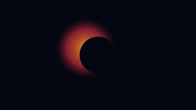 Abstract red solar eclipse animation, glowing dark moon silhouette, minimalist space 4k background, for science and, astronomy projects