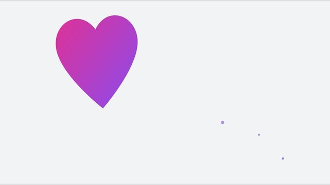 Animated gradient heart pulsing on animation 4k white background, for romantic social, media and love themes