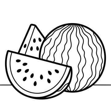 Black and white illustration of a sliced apple.