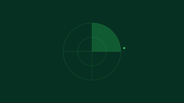 Digital radar screen interface with rotating scanning beam and target point animation 4k sonar
