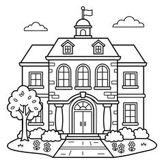 Fototapeta premium Old fashioned house with a person standing in front.