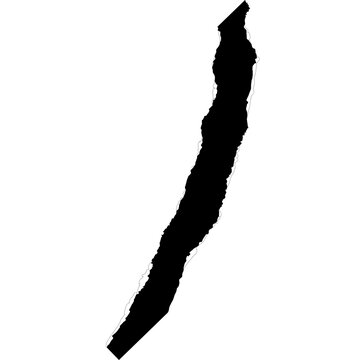 Black silhouette map shape of lake malawi in africa