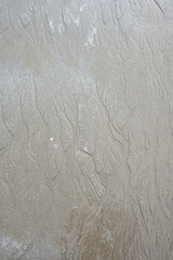 Fototapeta premium Rivulets in the wet sand left from the tide flowing out, Seal Rocks state park, patterns and texture in nature background 