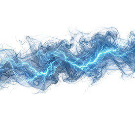 Fototapeta premium intense blue electrical energy bursts through a dark, swirling smoky cloud, showcasing raw power and mystical force.