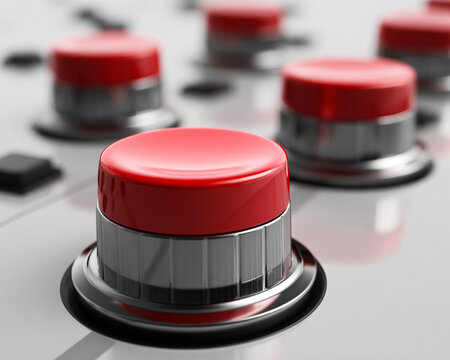 close up of a red push button
