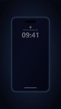 Clean mobile push notification motion graphics, 9:16 vertical smartphone UI alert on studio background.