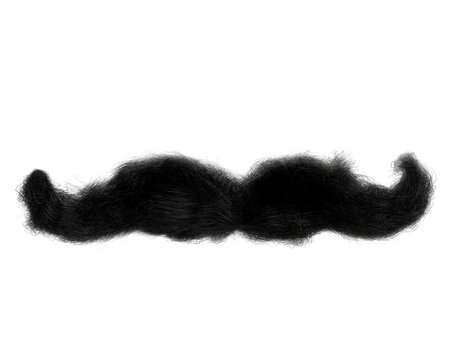 fluffy 3d moustache on transparent background