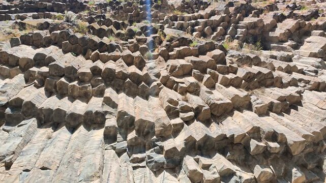 Columns rise vertically in precise, geometric rows