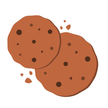 brown cute cookie icon flat design