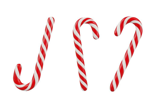 Red and white candy canes heart shape isolated on transparent background