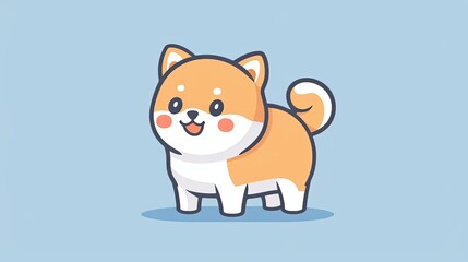 Fototapeta premium Adorable happy dog in kawaii style, with large sparkling eyes and a playful grin, exuding pure joy and cuteness.