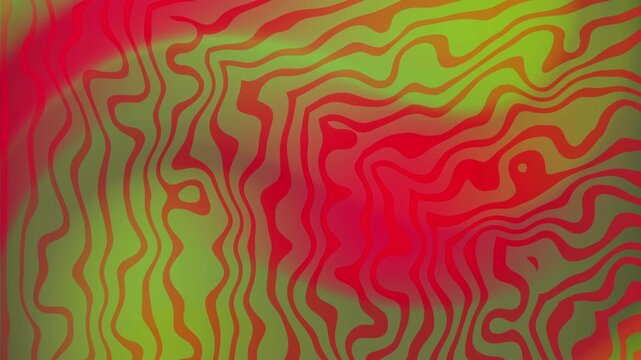Vibrant undulating red and green fluid wave pattern animation