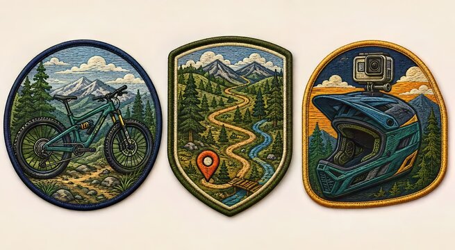 Embroidered Mountain Biking Adventure Patch Set