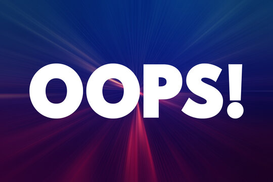 Concept Oops! representing an unexpected mistake or error. Perfect for use in design, marketing, websites, and social media posts about setbacks, learning from mistakes, and recovery