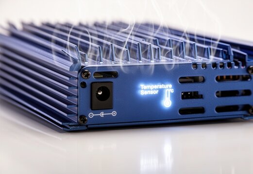 Blue Electronic Device With Heat Sink And Temperature Sensor