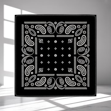 Black and white traditional bandhani style fabric pattern design square image