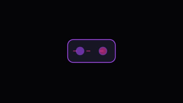 Minimalist ui toggle switch animation with glowing purple neon interface for modern digital app 4k button