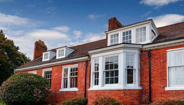 traditional white wooden sash window period property red brick architecture double hung timber window installation victorian home renovation classic exterior building design