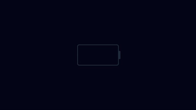 Minimalist low battery animation: digital energy depletion and power warning concept 4k