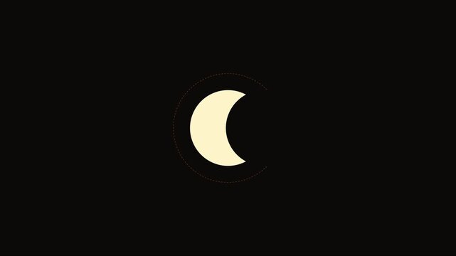 Minimalist moon phase loading animation loop on 4k black background