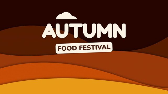 Animated Autumn Food Festival title graphic with layered paper cut landscape