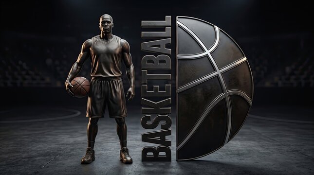 Basketball player standing with ball athletic training