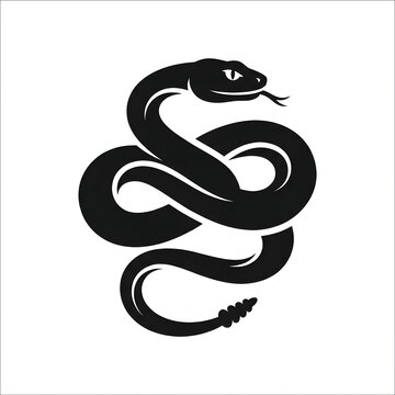 Black and white illustration of a coiled snake.