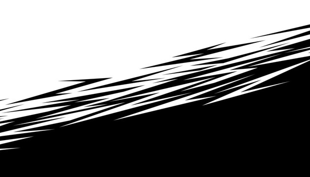 Black and white abstract sporty transition pattern with sharp arrows shape for modern background and jersey design element. Editable graphic resource. Vector Format Illustration.