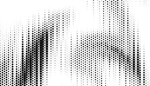 Black and white abstract geometric pattern with smooth transition halftone effect for sporty background and design element. Hexagon shape halftone. Vector Format Illustration.