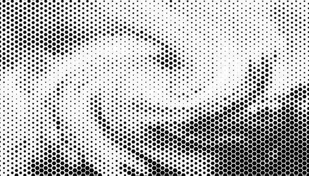 Black and white abstract halftone pattern with dynamic wavy effect for modern background and jersey design element. Easy to edit without losing quality. Vector Format Illustration. 