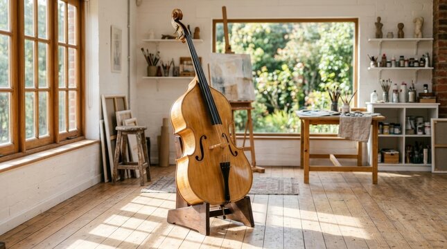 Classical Cello in an Artist's Studio