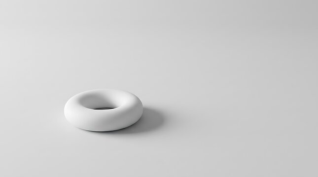 Minimalist White Torus Shape on a Clean White Background
