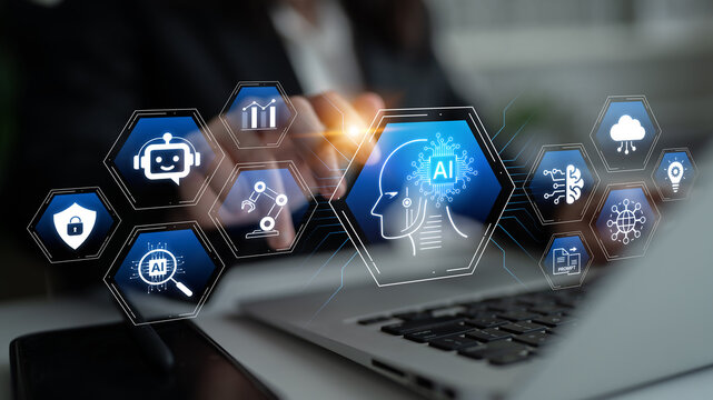 Artificial intelligence use case concept linking analytics, security, cloud services and operations for modern organizations. Corpus
