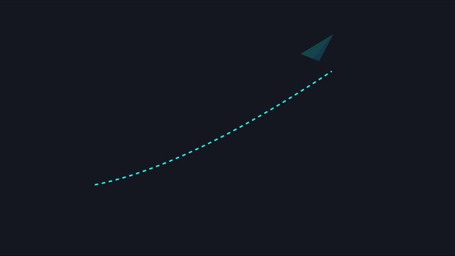 Animated growth chart arrow rising along dotted path for business success and financial progress animation 4k