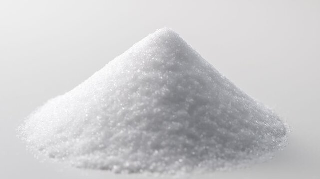 A pile of white sea salt shaped into a mountain, representing a pure mineral seasoning ingredient used in cooking, beauty, and health applications.