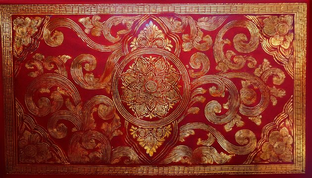 red book with thai gold patterns on cover showing elegant traditional design and intricate details in warm tones