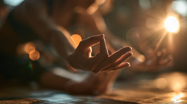 Close Up of Hand in Mudra Position During Meditation