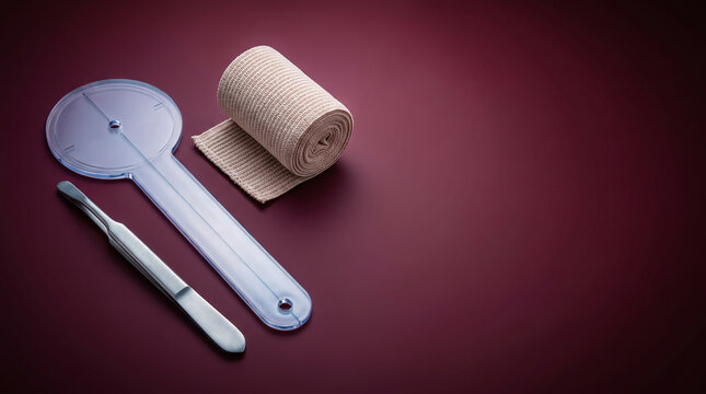 Orthopedic Tools &ndash; Goniometer &ndash; Dark Burgundy Background