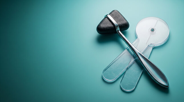 Orthopedic Tools &ndash; Reflex Hammer + Goniometer &ndash; Dark Teal Background