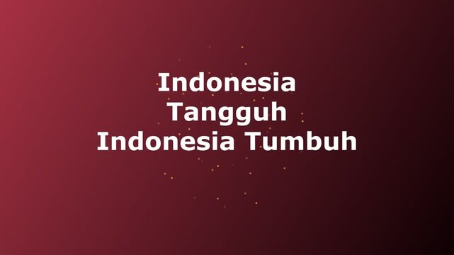 Indonesia tangguh indonesia tumbuh text slogan on dark red gradient background for celebration
