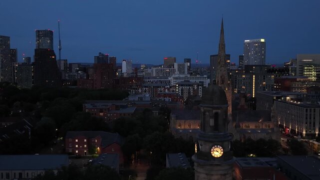 A Truck Shot Passing St Philips Church and Salford Cathedral