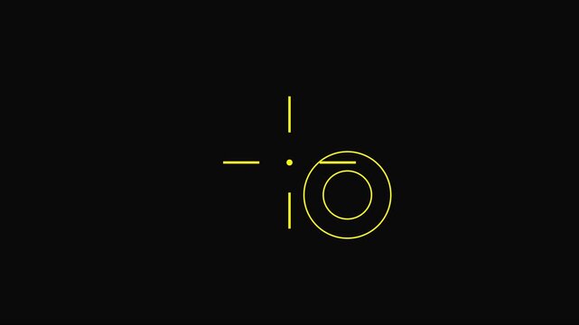 Minimalist hud target reticle and circular overlay on animation 4k black background, heads-up display