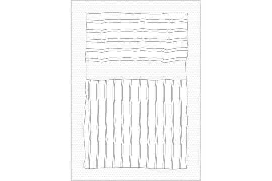 Simple line drawing showing two distinct texture patterns - horizontal wavy lines in the upper section and vertical wavy lines in the lower section. Black and white outline design