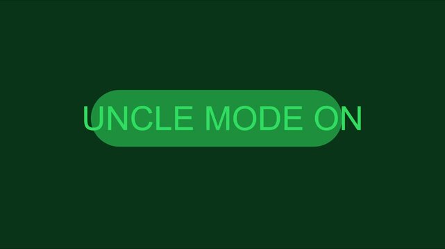 Uncle mode on text animation, minimalist green for family and fatherhood 4k typography green background